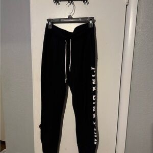 PINK Victoria's Secret Black Joggers with White Side Logo